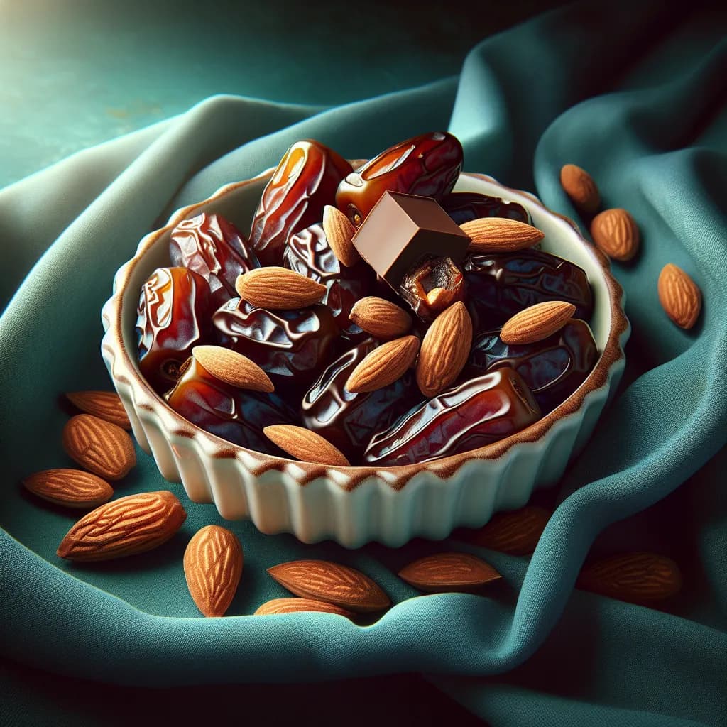 Dates Chocolate Dip with Almonds