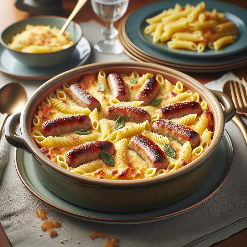 Debreziner und Käse Auflauf