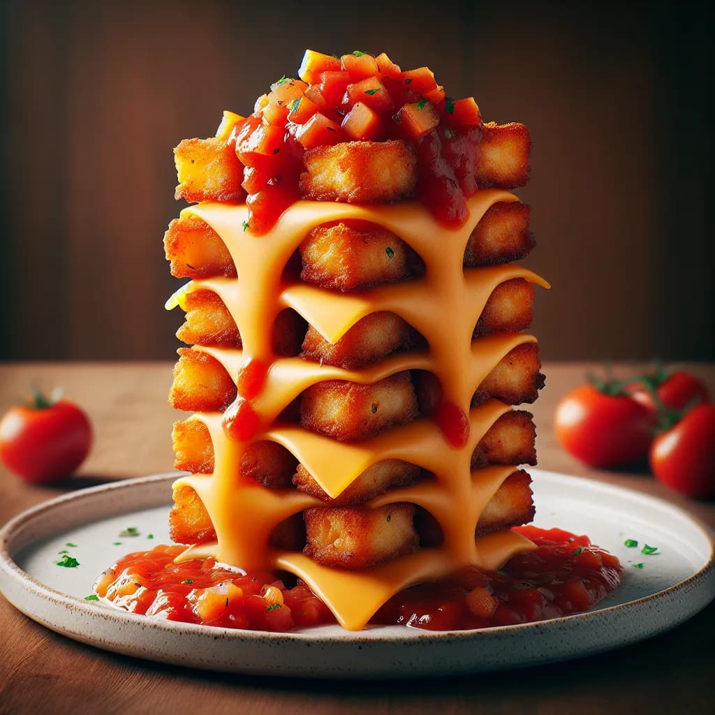 Deep Fried Cheese Tower with Tomato Salsa