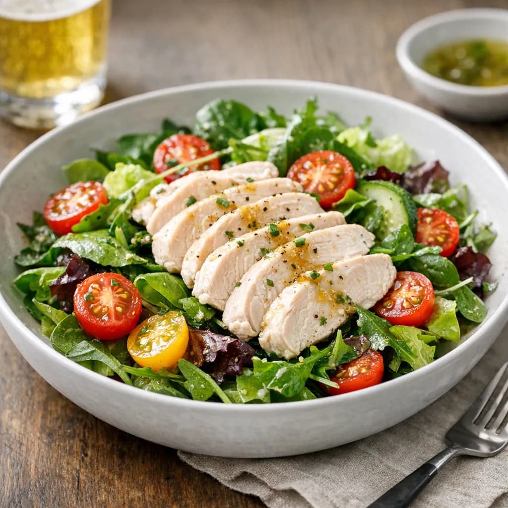 Diet Lager Poached Chicken Salad