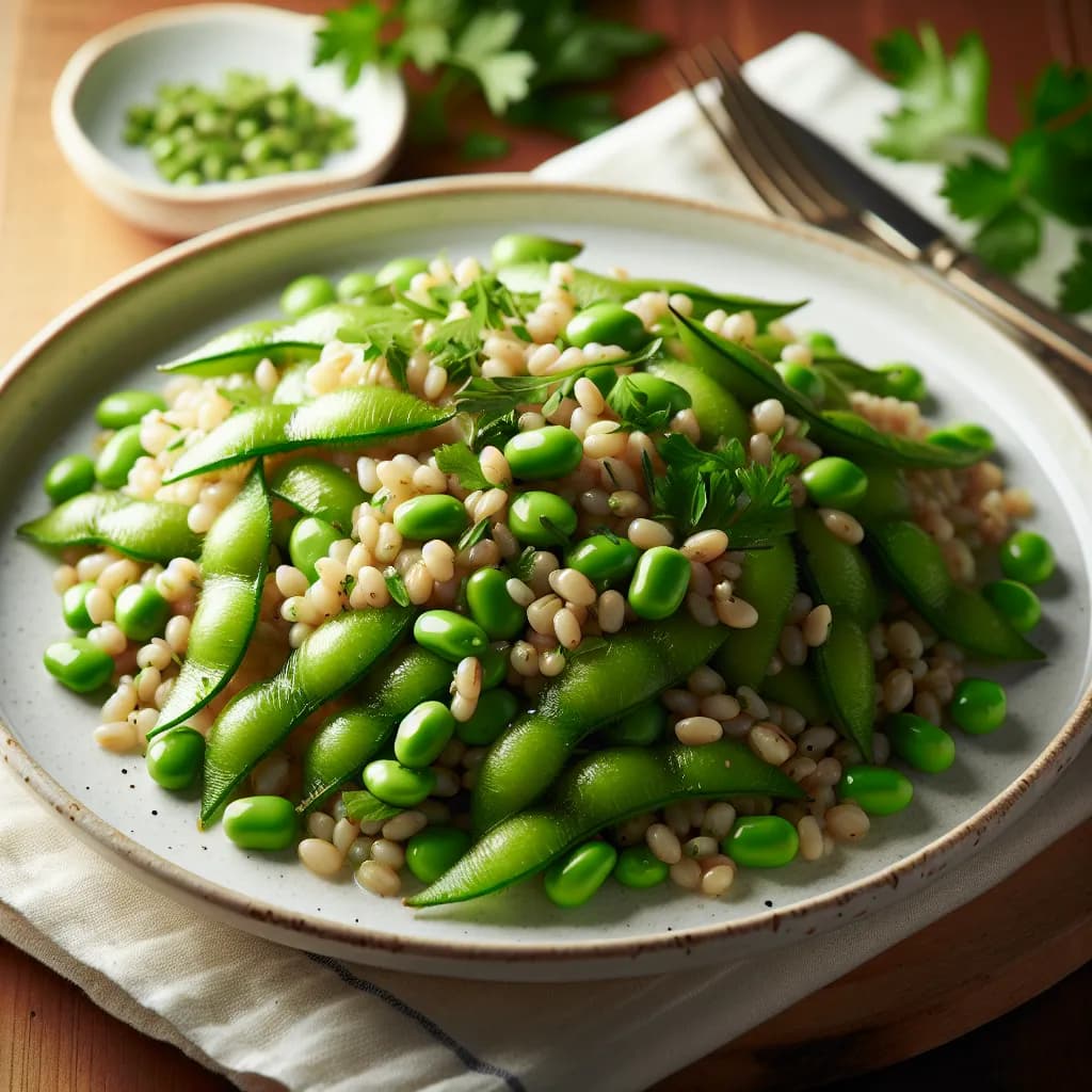 Edamame und Perlgraupeln Salat