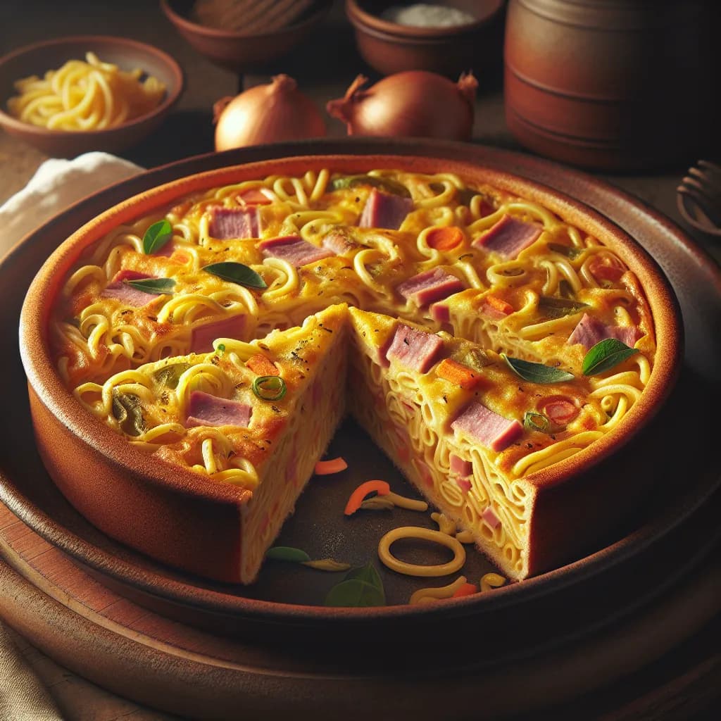 Egg & Meat Noodle Frittata