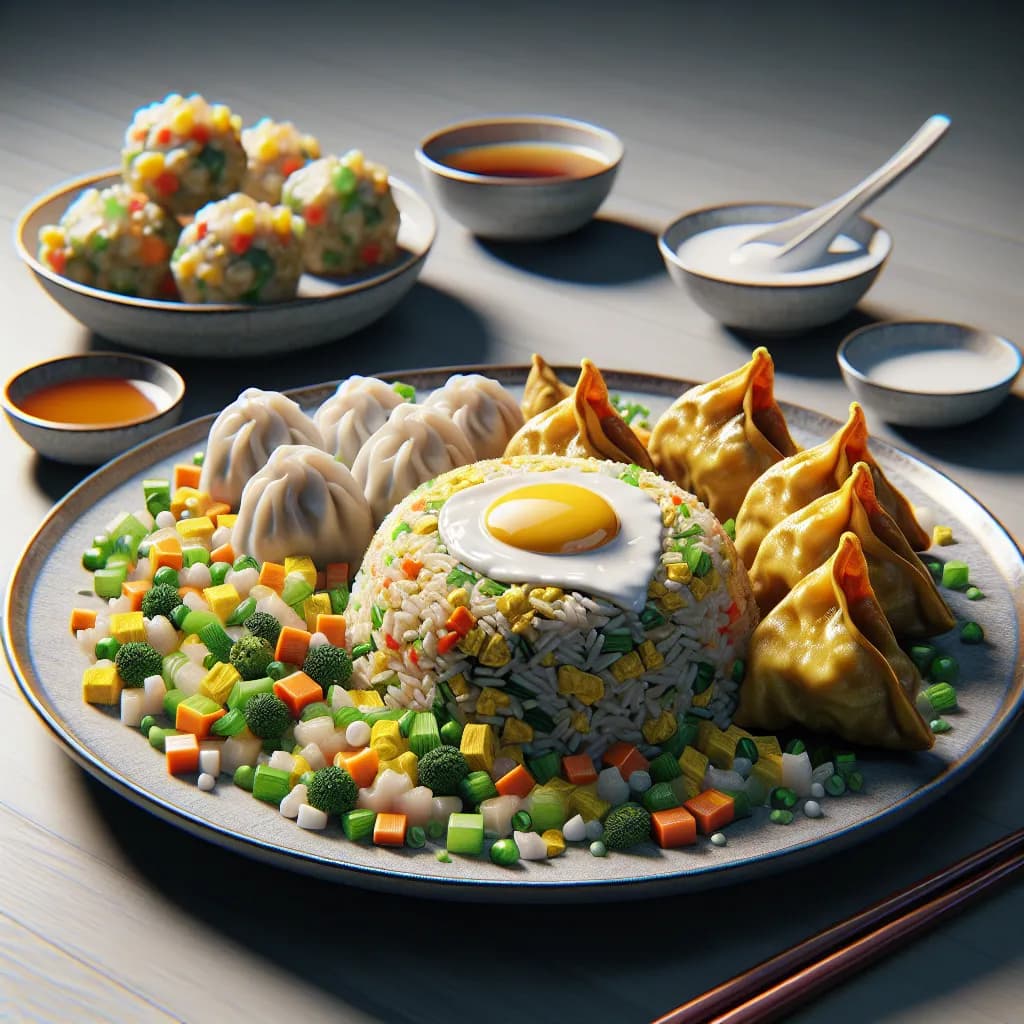 Egg Fried Rice with Dim Sum