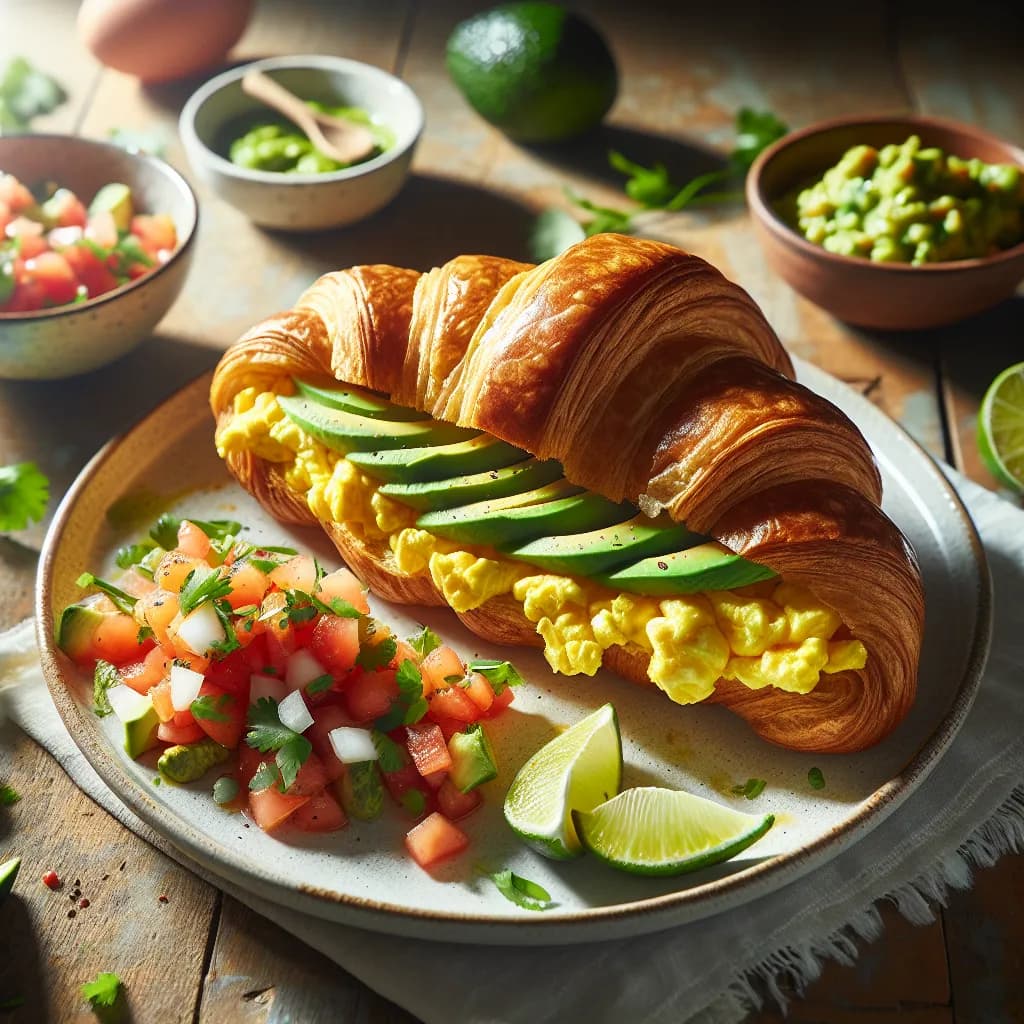 Egg and Avocado Croissant with Salsa