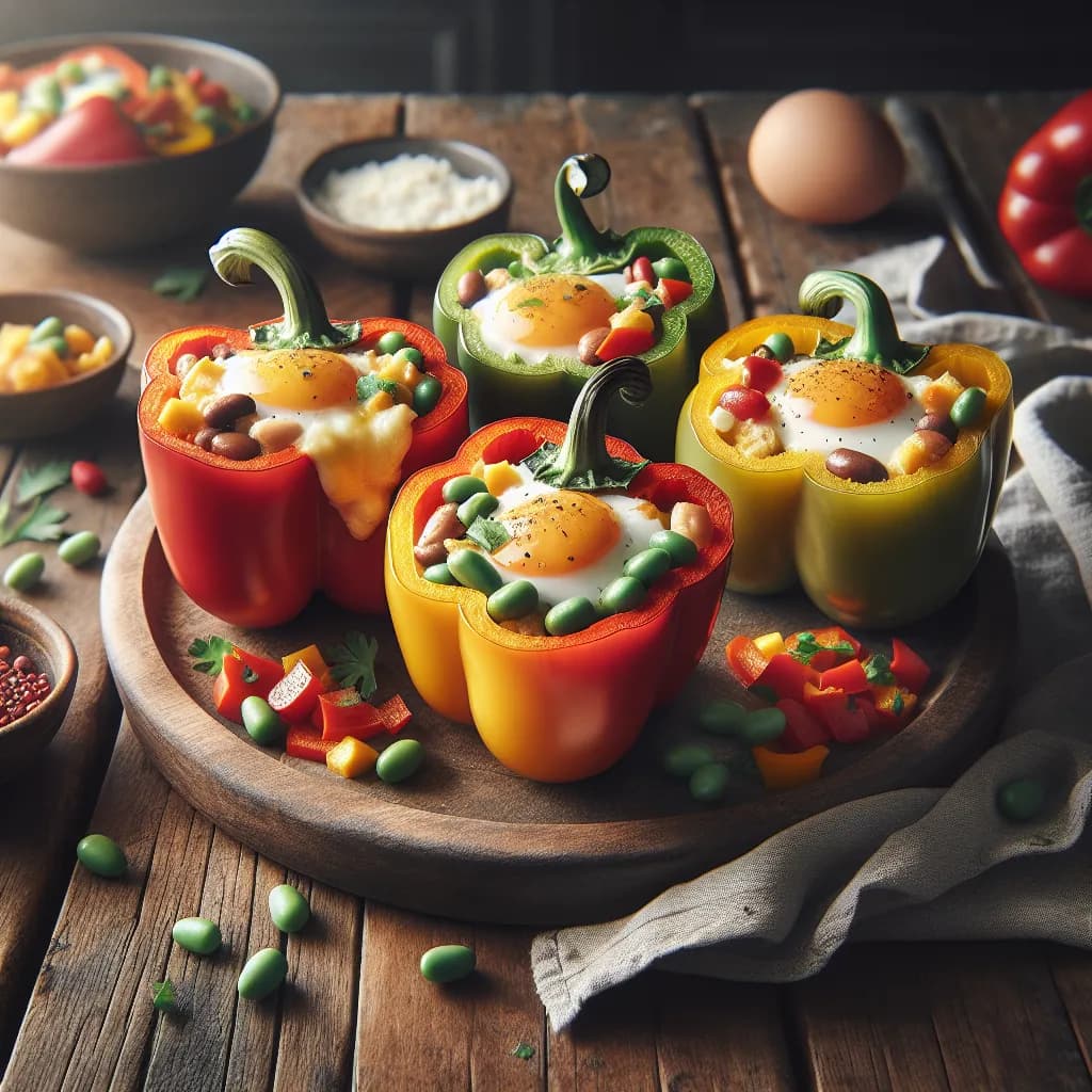 Egg and Bean Stuffed Bell Peppers
