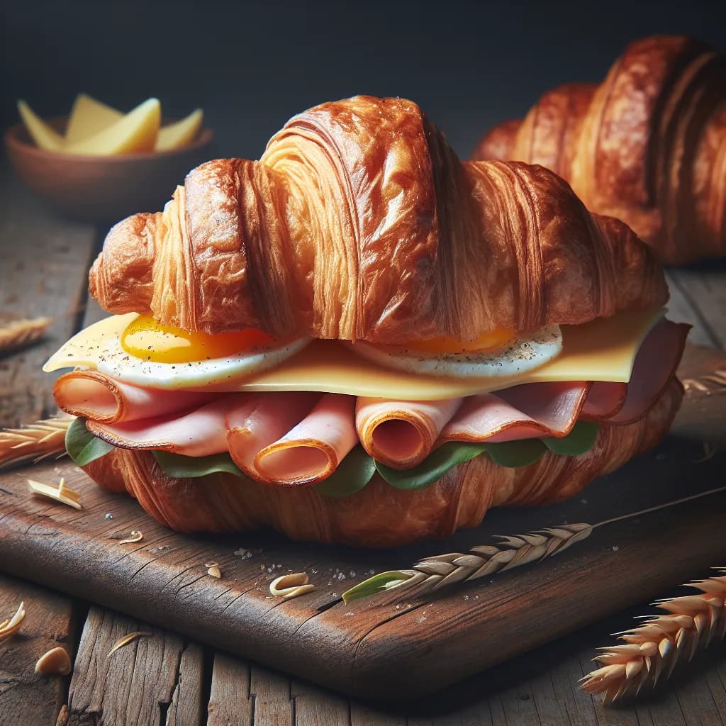 Egg and Meat Breakfast Croissant