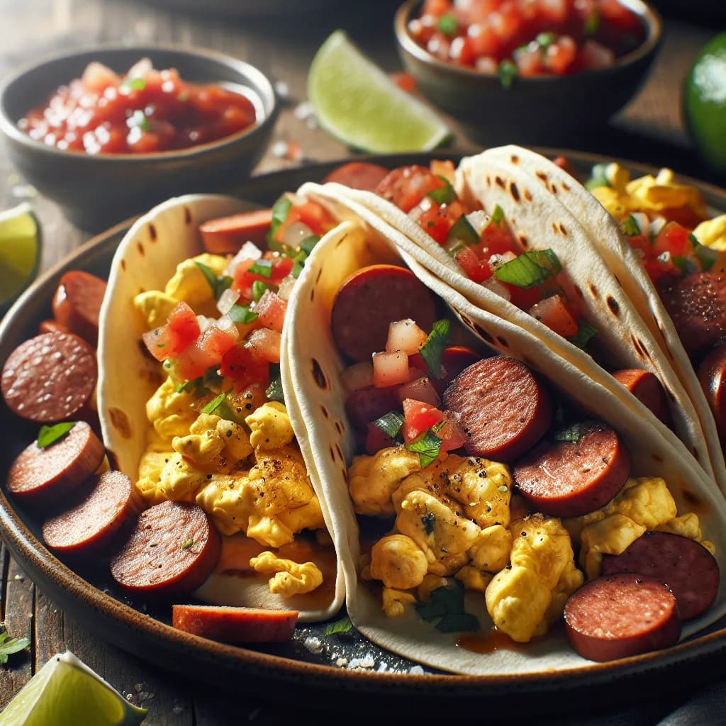 Egg and Sausage Breakfast Tacos