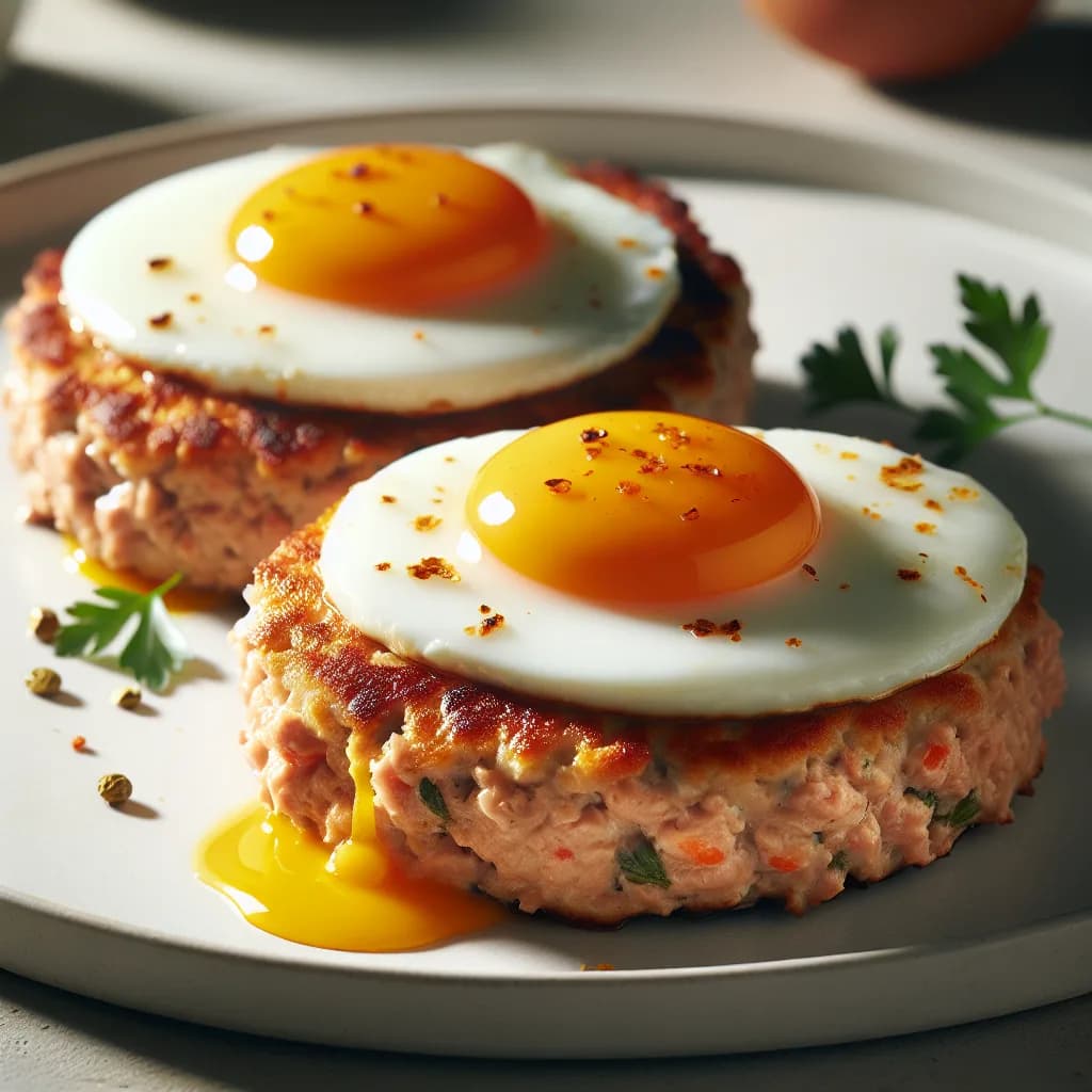 Egg-Topped Spicy Tuna Patties