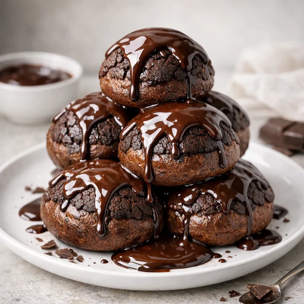 Eggless Chocolate Choux Buns