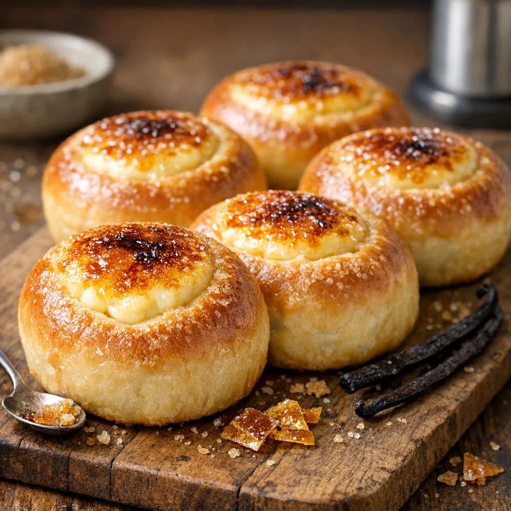 Eggless Crème Brûlée Brioche Rolls