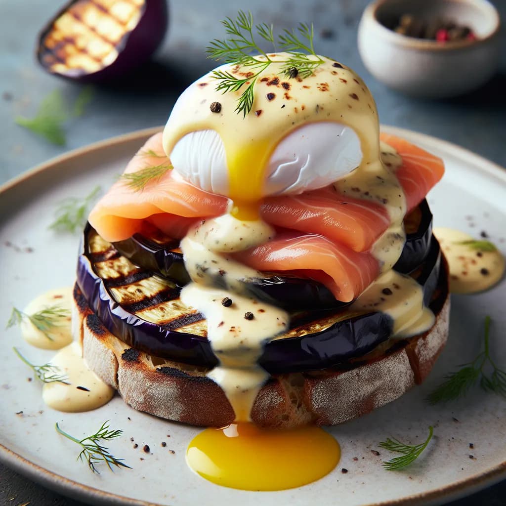 Eggplant and Smoked Salmon Benedict
