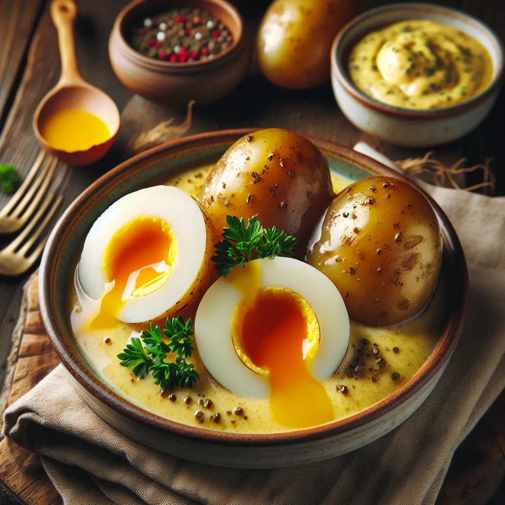 Ei-Sauce mit Kartoffeln