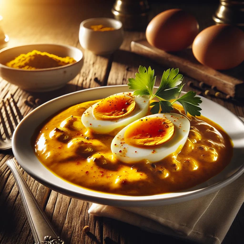 Eier in Currysauce