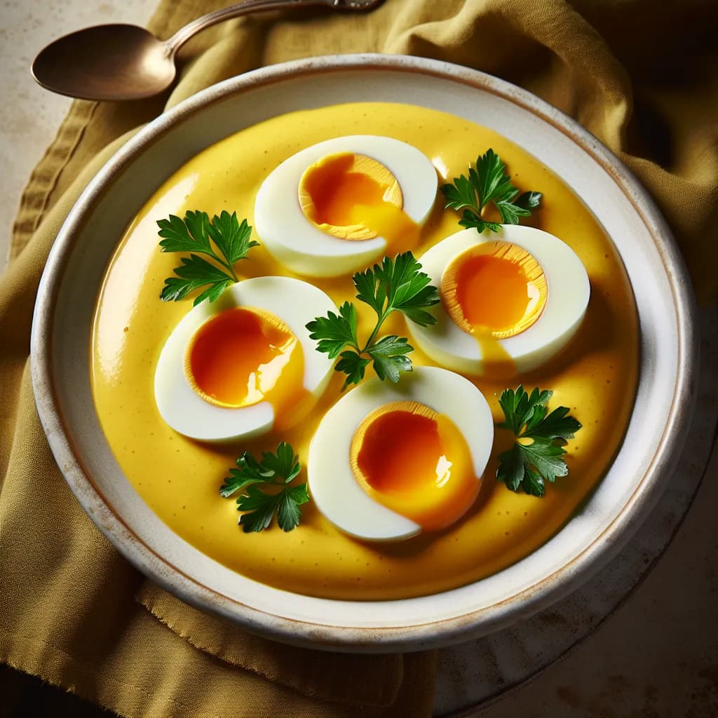 Eier in Senfsoße