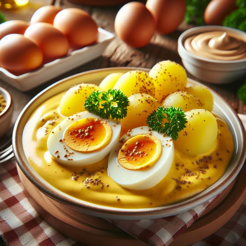 Eier in Senfsoße