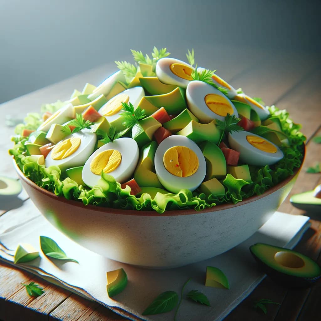 Eiersalat mit Avocado und Blattsalat