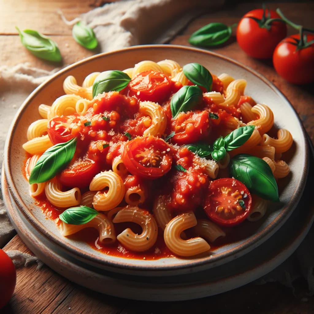 Elbow Pasta with Tomato and Basil