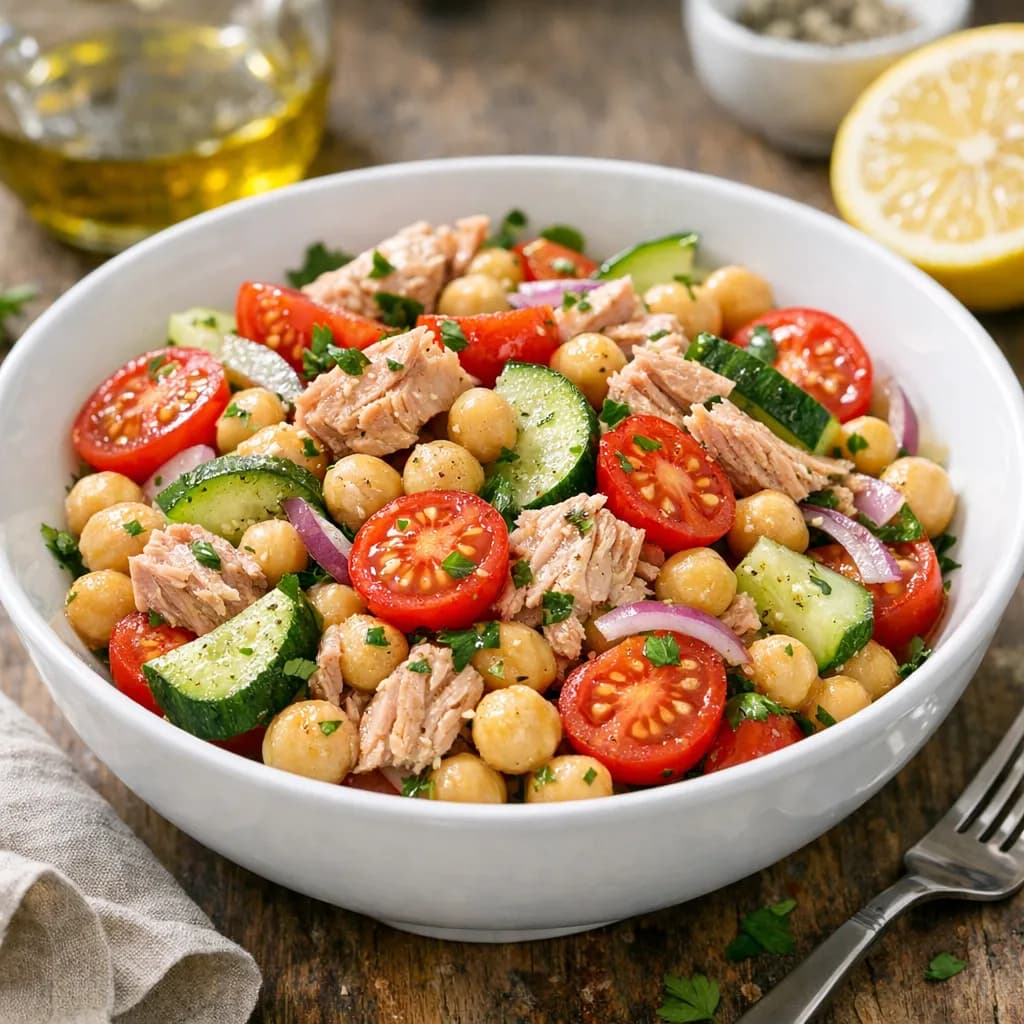 Ensalada exprés de atún y garbanzos