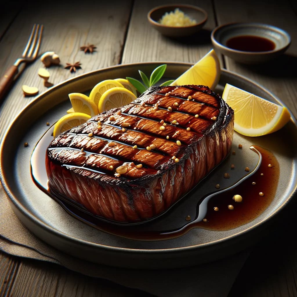 Entrecôte grillée marinade soja-citron
