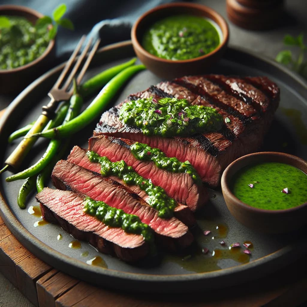Entrecôte grillée sauce chimichurri légère