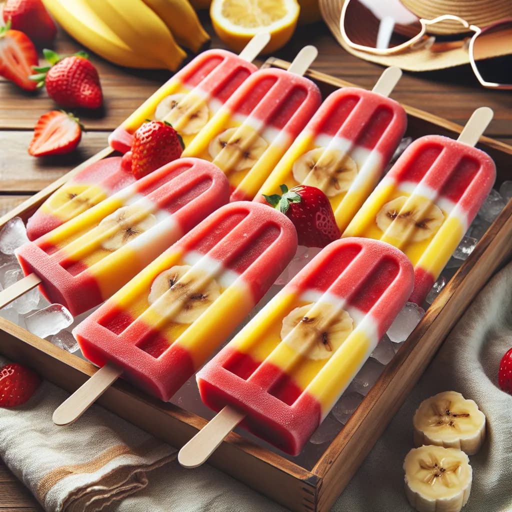 Erdbeer-Bananen-Popsicles