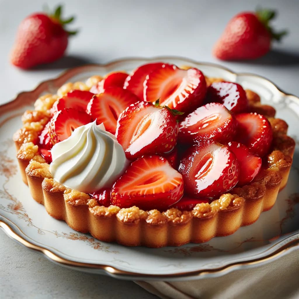 Erdbeerkuchen mit Sahne