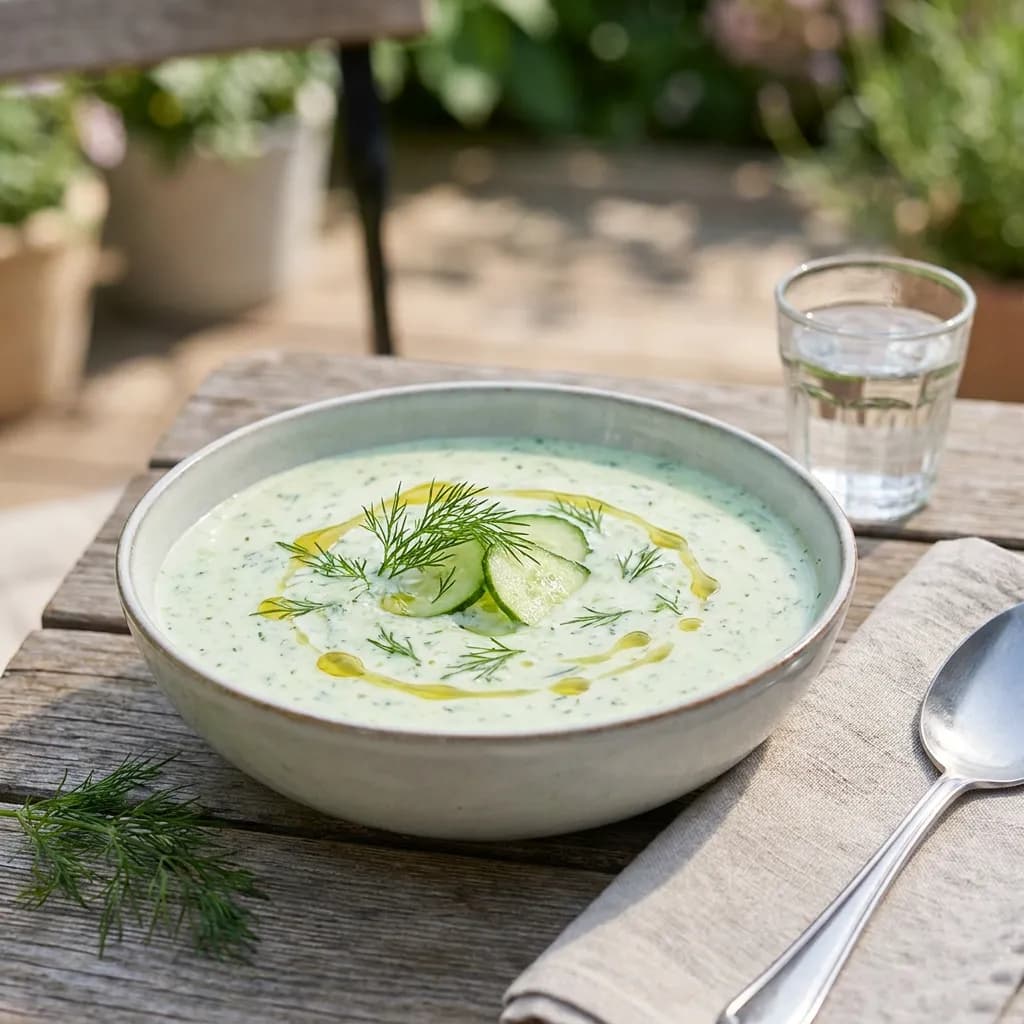 Erfrischende Gurkenkaltschale mit Dill