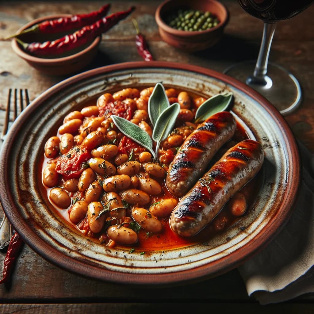 Fagioli all'uccelletto con salsiccia