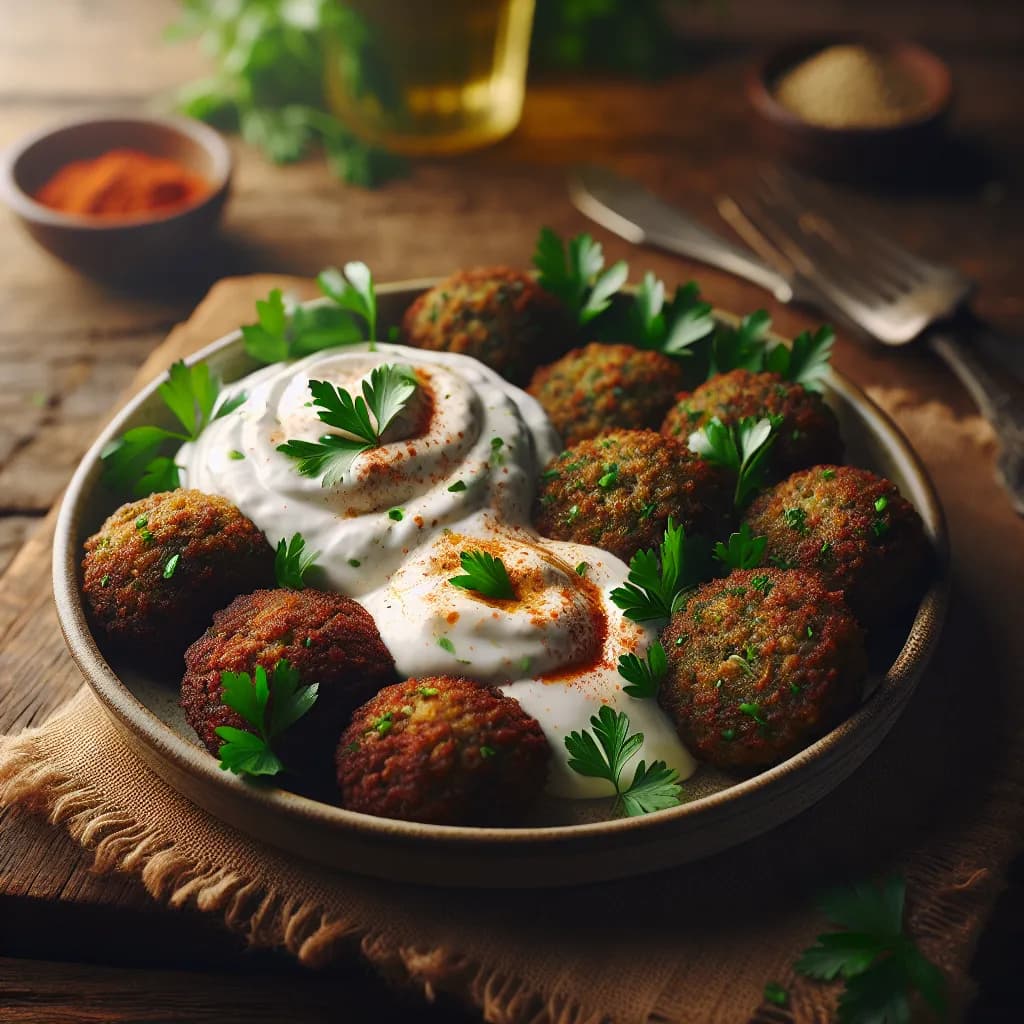 Farlaffel mit Joghurt-Dip
