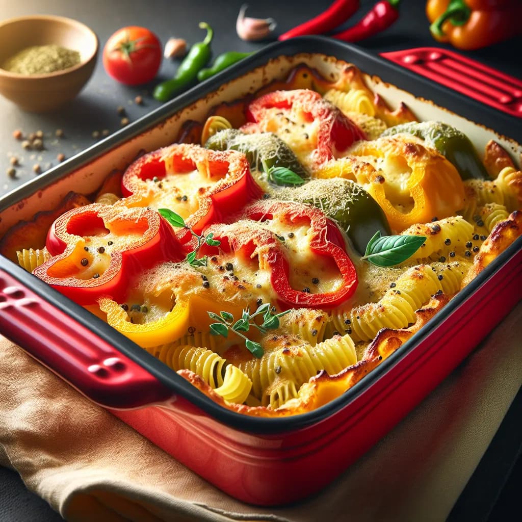 Fettarmer Paprika-Nudelauflauf