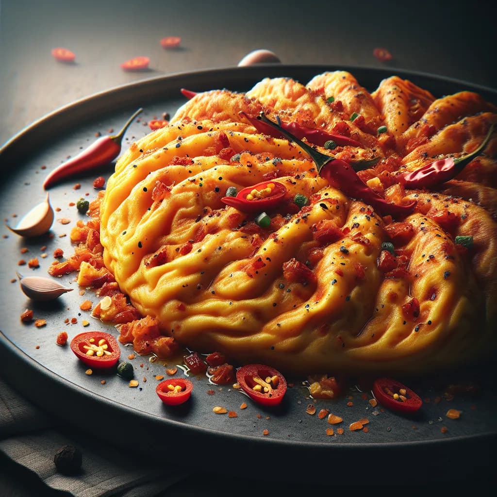 Feurige Tomaten-Knoblauch-Omelette