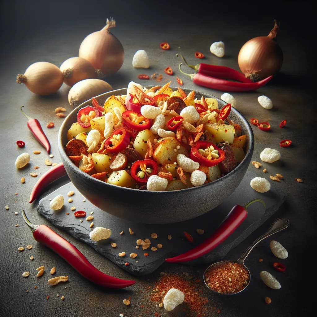 Fiery Potato Onion Puffed Rice Mix