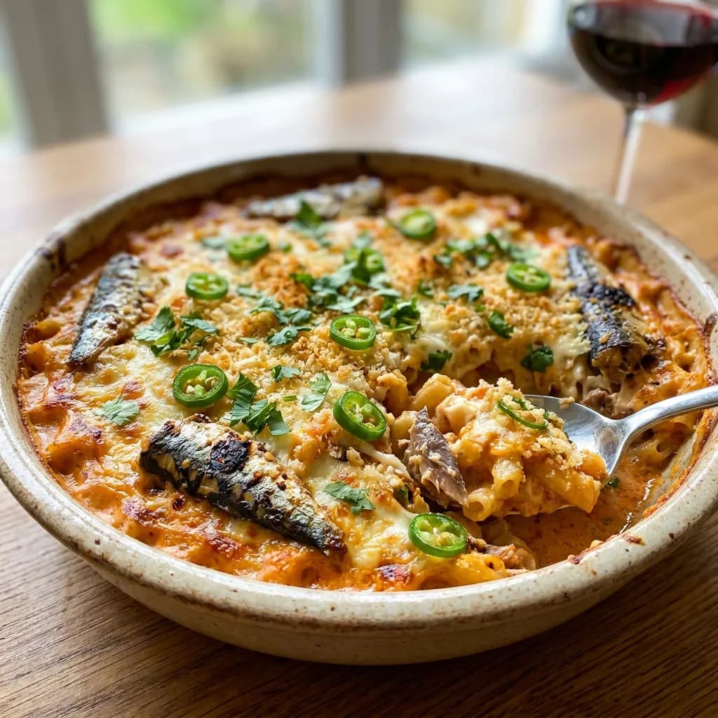 Fiery Sardine Doi Macaroni Bake
