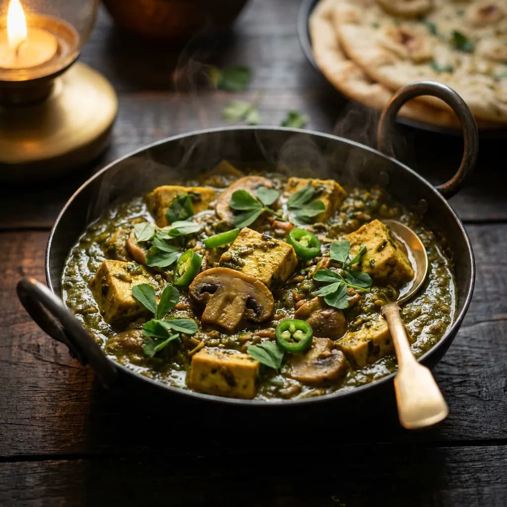 Fiery Tofu Methi Mushroom Masala