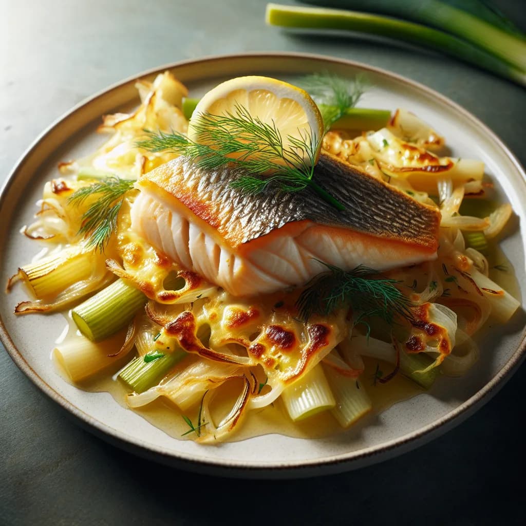 Fischfilet mit Lauch und Käse überbacken