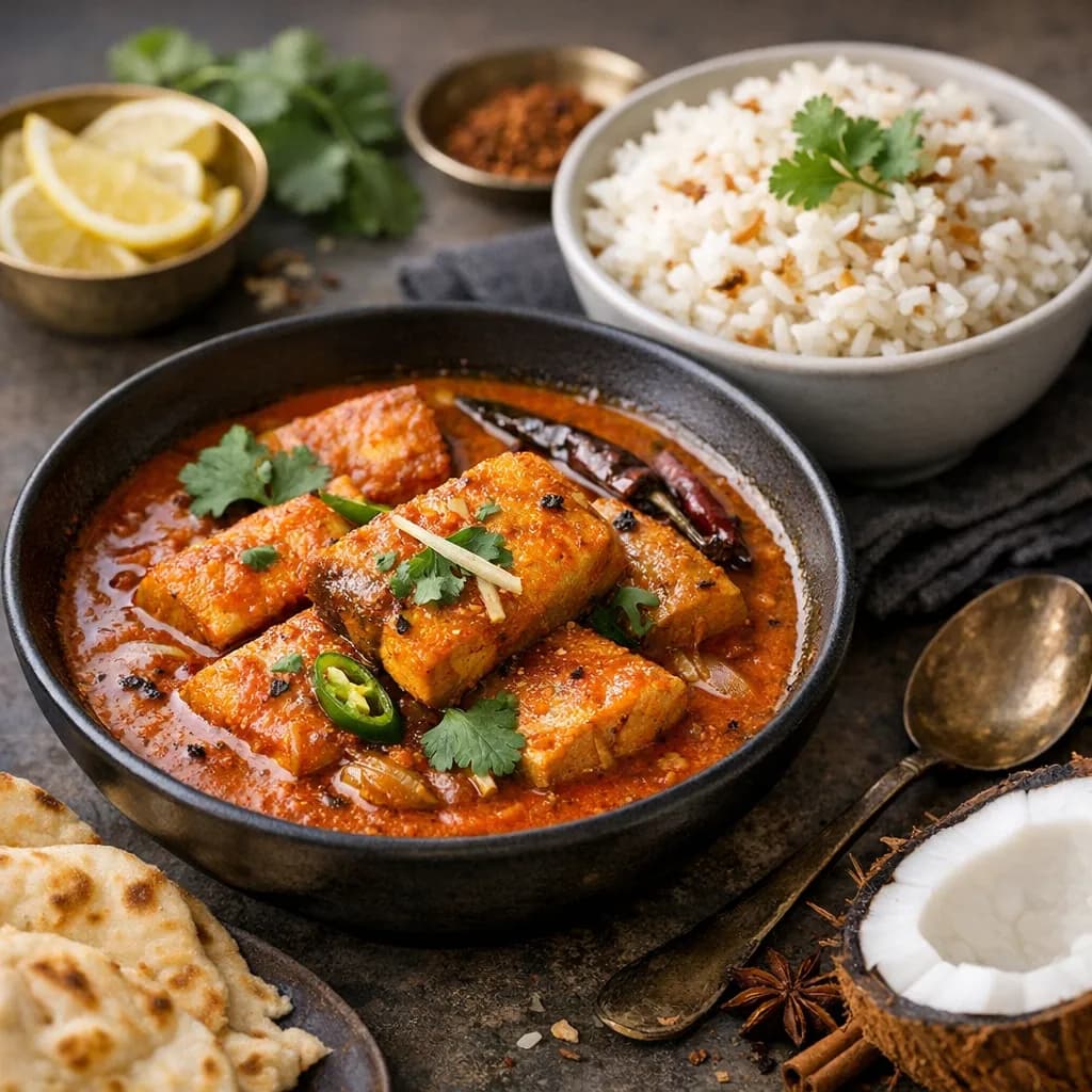 Fish Salan with Coconut Rice