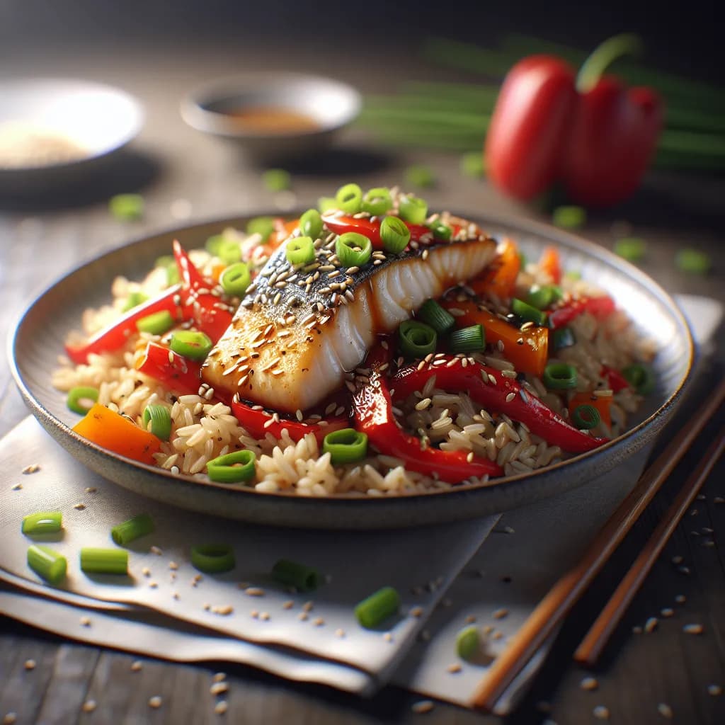 Fish and Rice Stir Fry