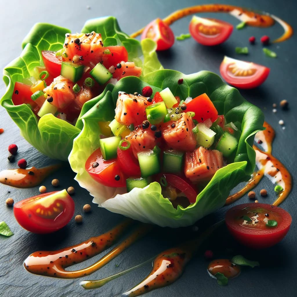Fish and Tomato Lettuce Cups