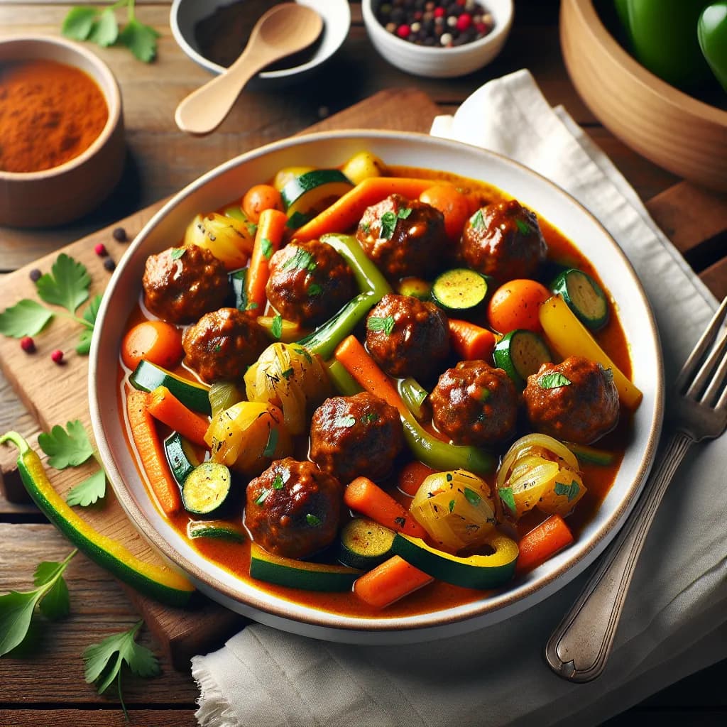Fleischbällchen Curry mit Gemüse