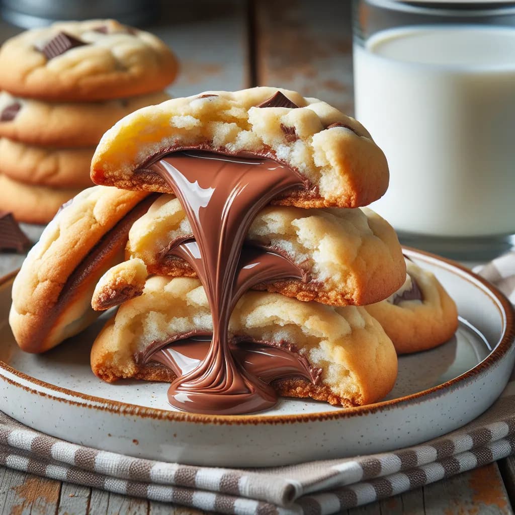 Fluffige Nutella Cookies mit Flüssigem Kern