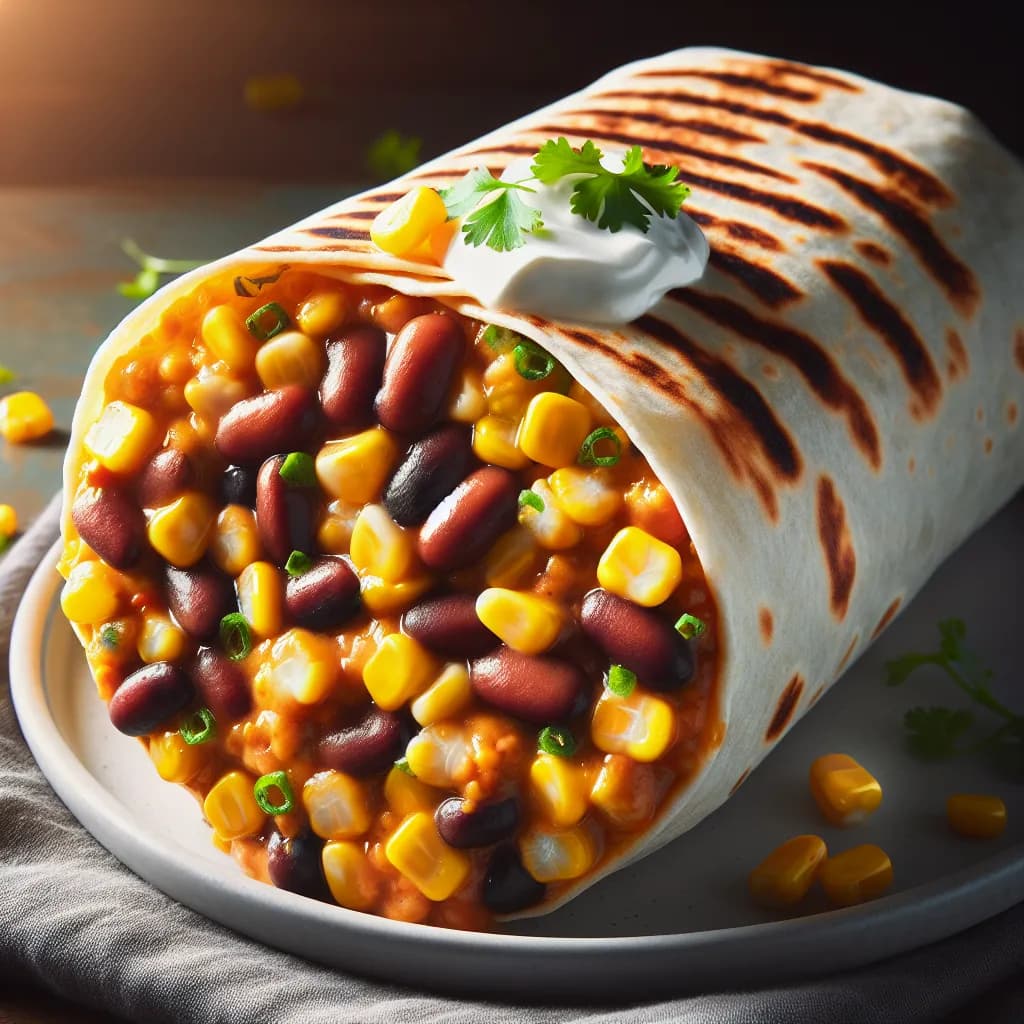 Frühstücks-Burrito mit Bohnen und Mais