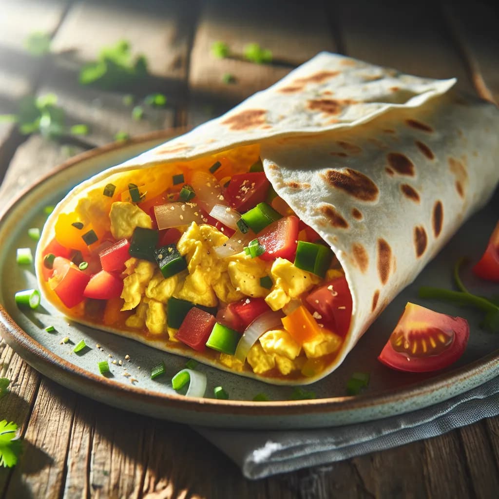 Frühstücks-Burrito mit Eiern und Gemüse
