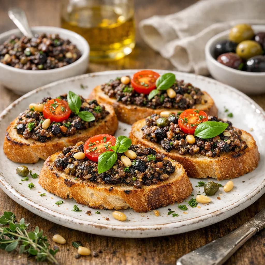 French Style Olive Tapenade Tartines