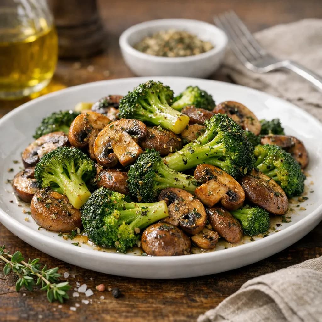 French-Style Sautéed Broccoli and Mushrooms with Herbes de Provence