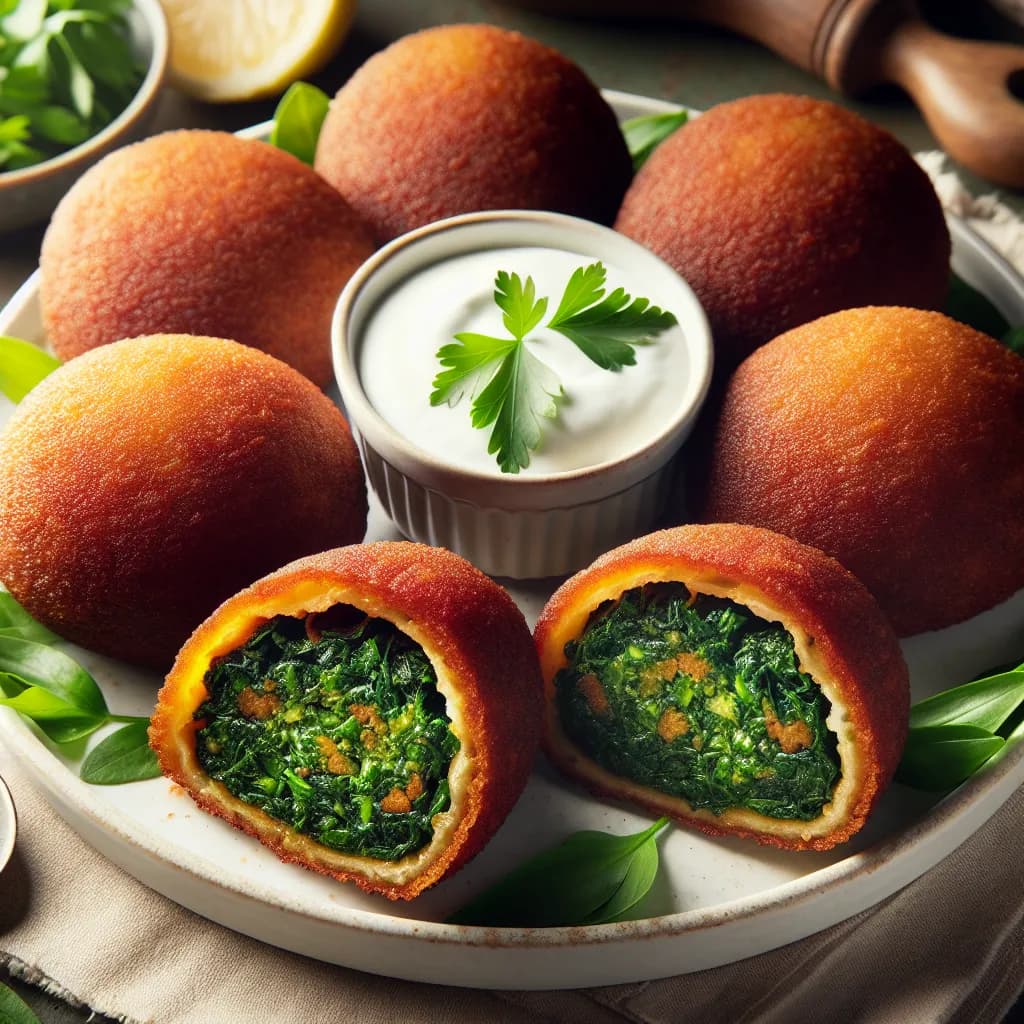 Fried Kibbeh with Spinach Filling