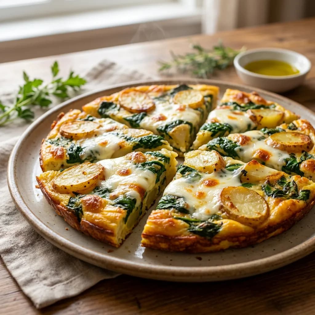 Frittata al forno con patate, spinaci e mozzarella
