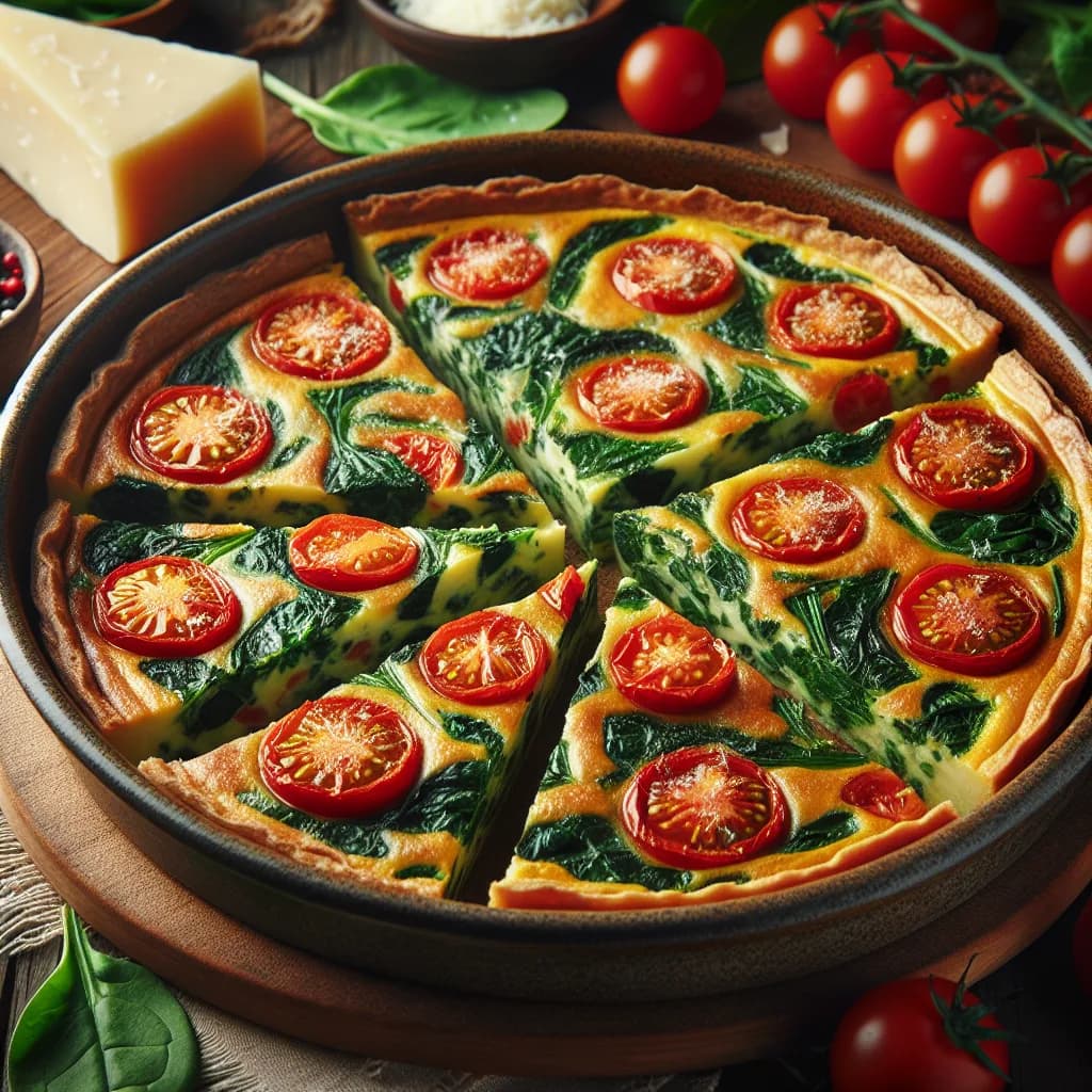 Frittata di spinaci e pomodorini