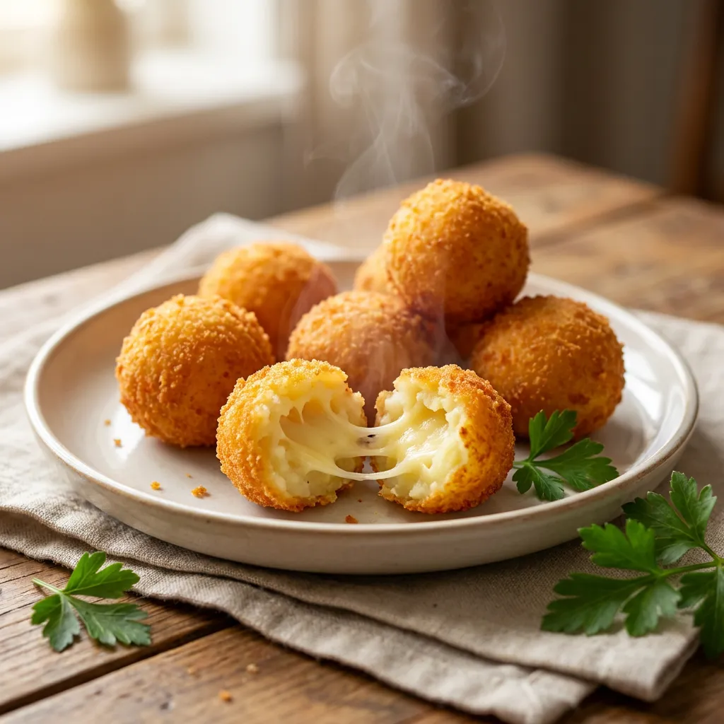 Frittierte Kartoffel-Käse-Bällchen