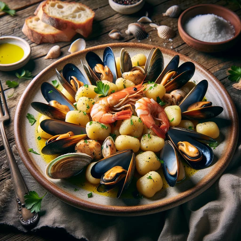 Frutti di Mare con Gnocchi di Pane