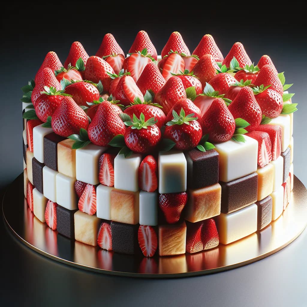 Gâteau Damier à la Fraise et Vanille